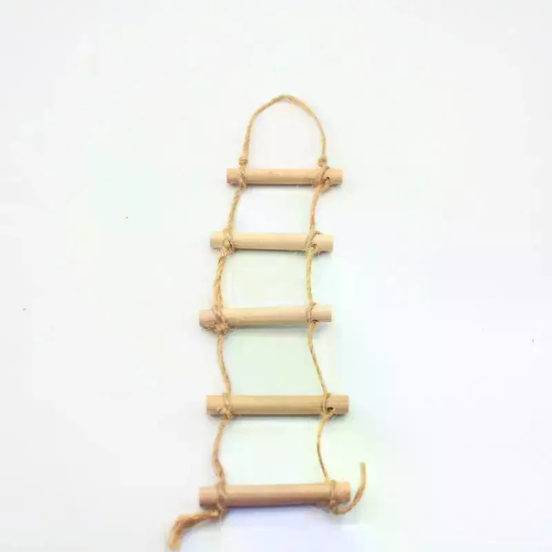 1 szt. Miniaturowa drabinka wisząca z drewna i liny konopnej do domku dla lalek, model do dekoracji domku dla lalek, zabawki do udawania dla dzieci, prezent