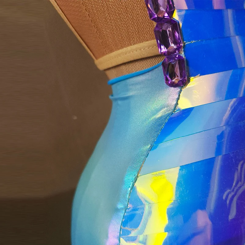 カラフルなレーザー反射イブニングドレス女性歌手パーティー衣装ジャズ衣装バーナイトクラブ Dj Ds ステージキャットウォーク着用 XS9466