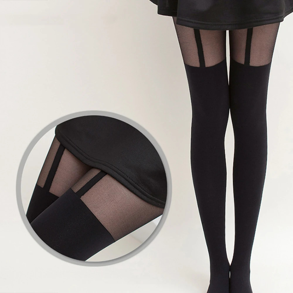 Japanische Art jk Cosplay Strumpfhosen sexy Patchwork Farbe Frauen Strumpfhosen kawaii gefälschte Strümpfe Oberschenkel hohe schwarze Farbe Seiden socken – Detail 1