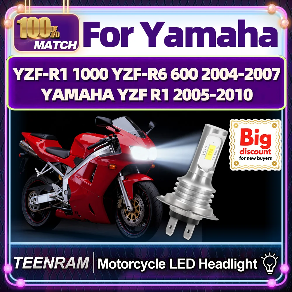 

TEENRAM для Yamaha YZF-R1 1000 YZF-R6 600 2004-2007 YAMAHA YZF R1 2005-2010 мотоциклетные светодиодные лампы для фар Hi/Lo Moto фара