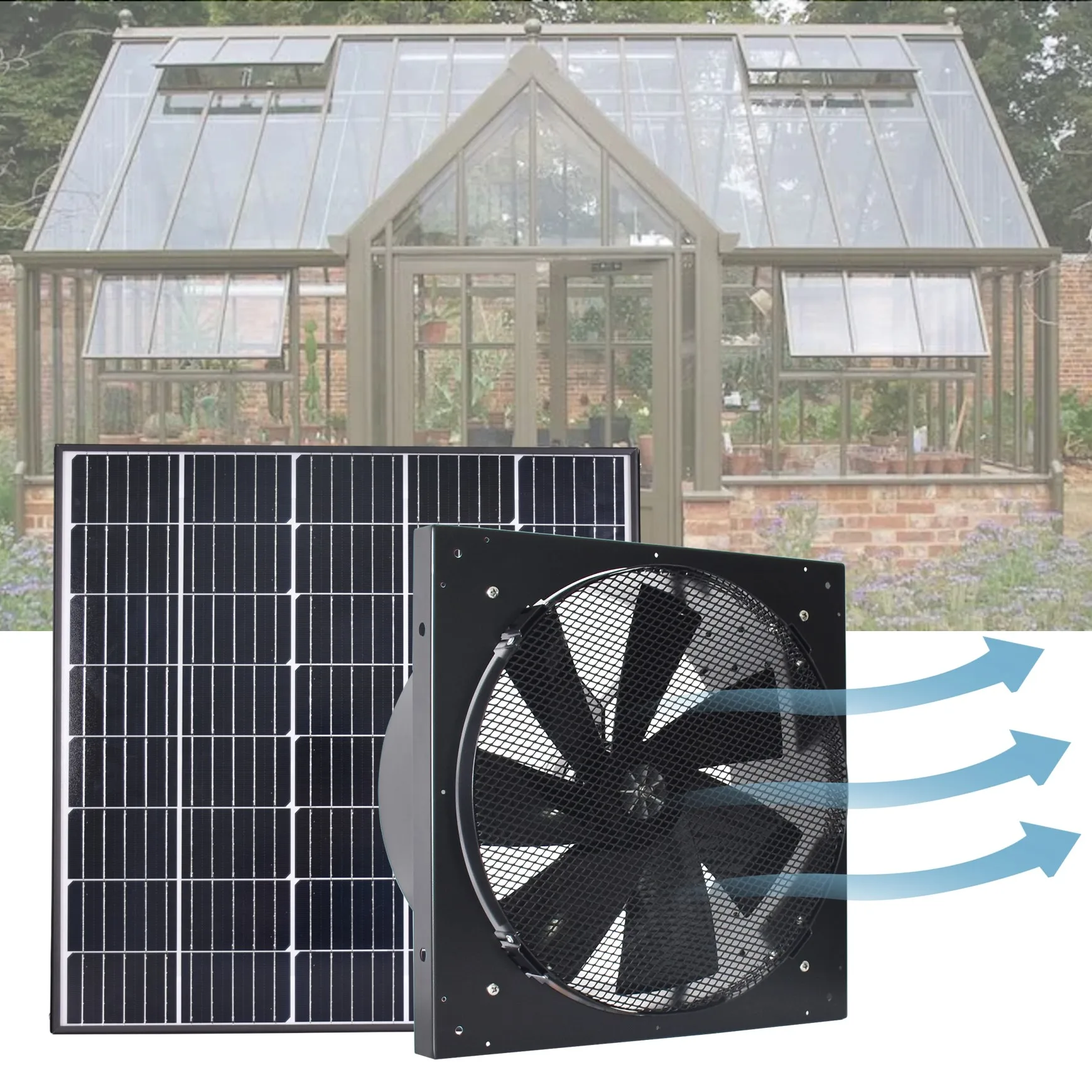 

High Quality Solar Industrial Air Exhaust Fan Greenhouse Air Ventilation Wall Mounted Fan Air Circulation Vent Fan for Farm