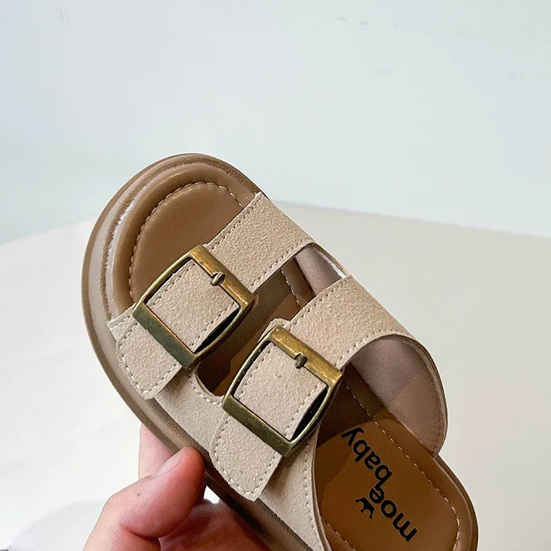 Estate nuove scarpe da spiaggia con fibbia ragazzi sandali moda Casual per ragazze bambini suola morbida pantofole romane scarpe Casual