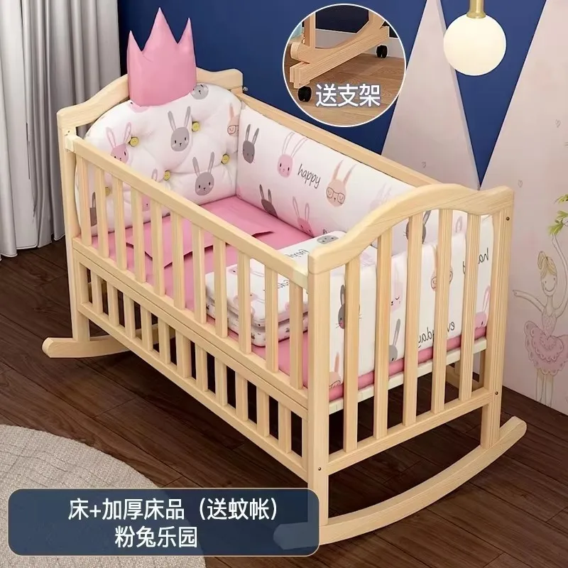 Non-Toxic Wooden Baby Crib: Handcrafted Solid Wood, Safe Rocking Bed for Newborns.