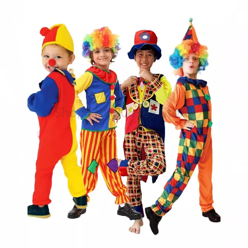 

Carnival Clown Cosplay Halloween Kindergarten Performance Costume Clown Clothes Children Funny Show Dressup Party Jumpsuit
