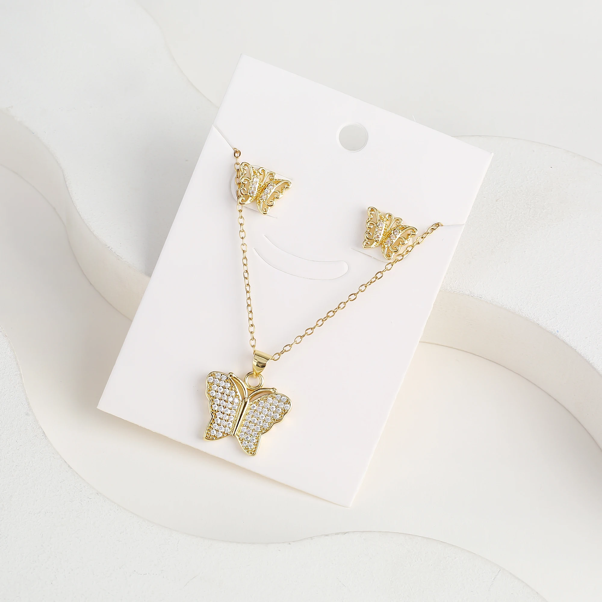 6 Styles New Fashion Zirconia Butterfly Insect Jewelry Set Necklace Earrings Temperament Women Girls Party Jewelry Birthday Gift