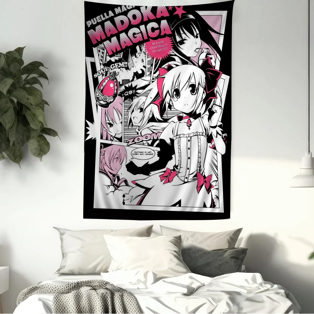 Puella Magi Madoka Magica Colorful Tapestry Wall Hanging Hippie Flower Wall Carpets Dorm Decor Japanese Tapestry