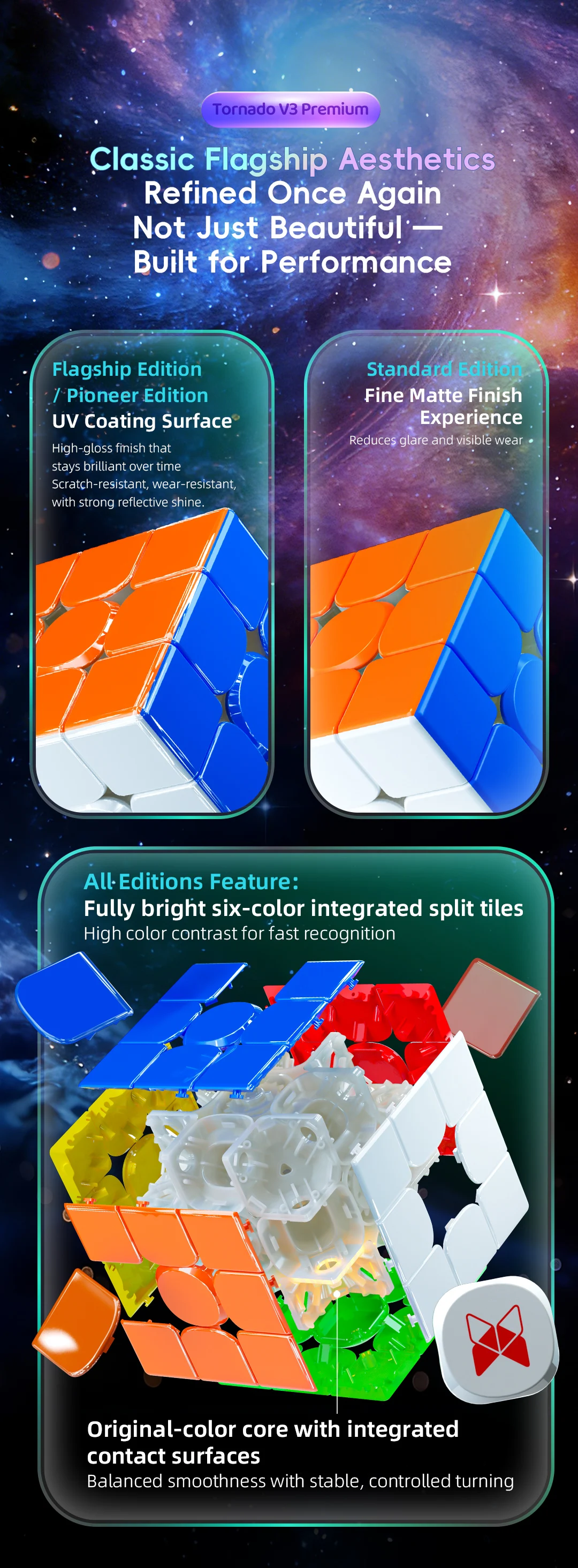 [SaoCube] QiYi X-Man Tornado V3M Premium 3x3 Magnetischer Zauberwürfel Qiyi SaoCube Tornado V3 Puzzle-Spielzeug – Detail 10