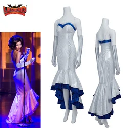 Movie Dreamgirls Beyonce Cosplay Costume Deena Jones Stage Performance Outfits Broadway Musical Dress with Gloves Halloween Suit