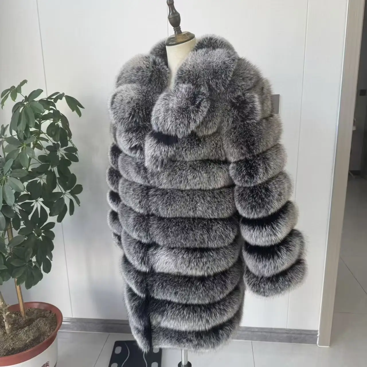 Women's Light Brown Long Fox Fur Coat Winter Thick Warm Sable 2026 Suit Collar Real Fox Fur Jacket