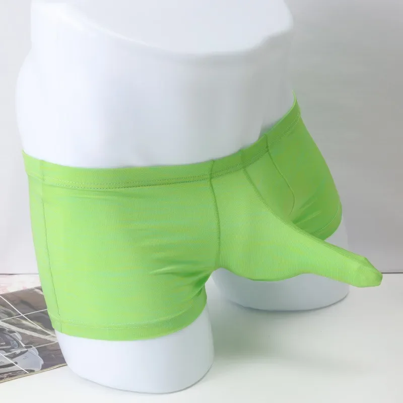 

Flat Underwear Men's Elephant Nose Shorts U Convex Pouch Boxers Trunks Bullet Separation Sexy Male Ice Silk Breathable Panties