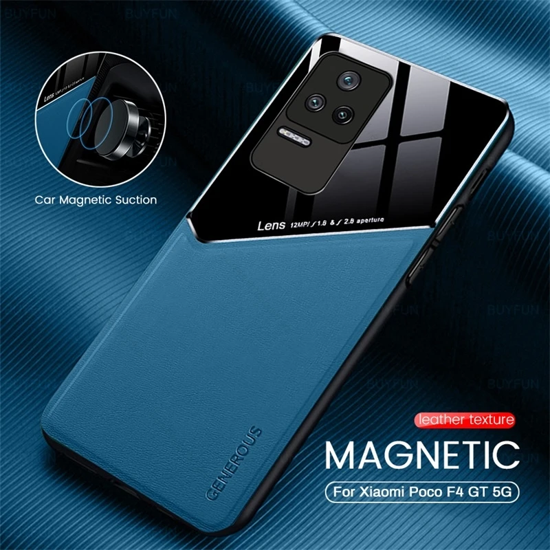 Little Poko F4 5G Case Leather Car Magnetic Holder Cover For Xiaomi Poco F4 F 4 5G 6.67\