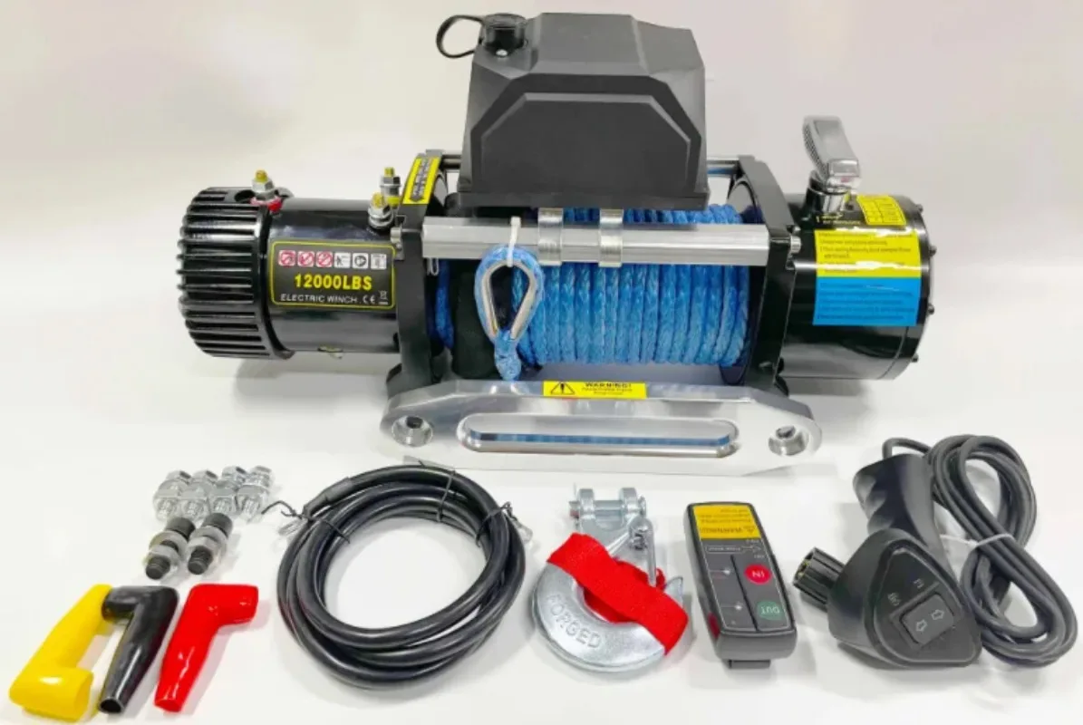 12V 12000lbs Auto Electric Winch with Synthetic Wire Rope