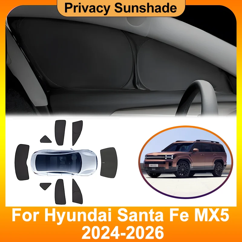 

For Hyundai Santa Fe MX5 MK5 2024 2025 2026 Car Privacy Sunshades Light Blocking Curtains Sunscreen Window Visor Car Accessories