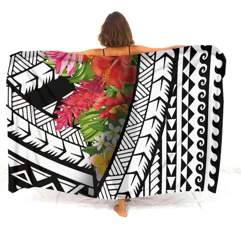 Floral Print Custom Women'S Sarong Soft Fabric High Quality Polynesian Party Beach Apron Tropical Sunblock Cape