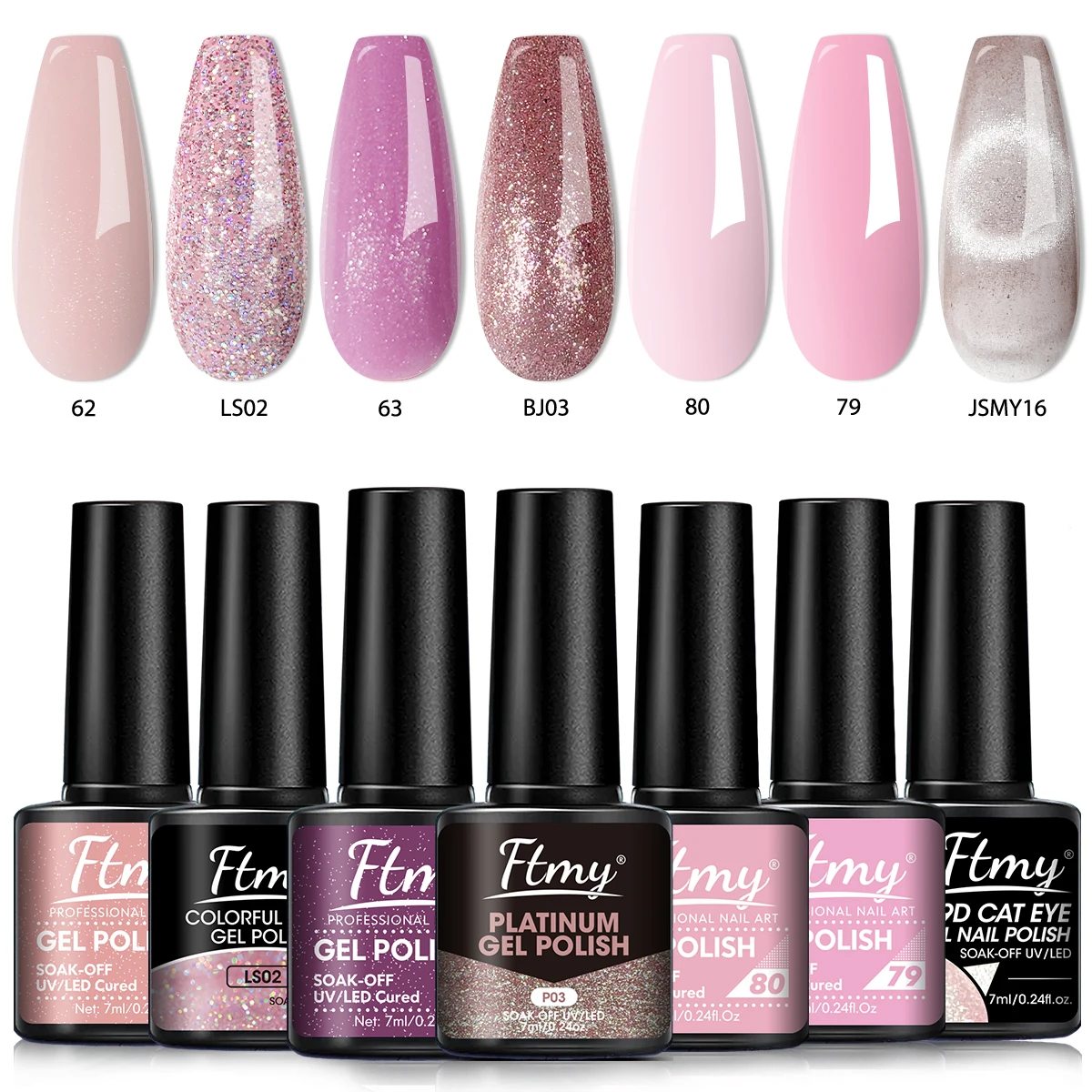 7 ml 7er-Pack superheller, reflektierender Farb-Eyeliner-Gel-Nagellack, superfeiner Stiftspitzenstreifen-Malskleber