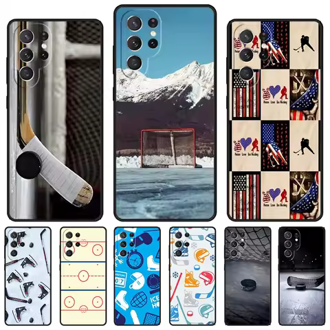 Ice Hockey Sport phone case For Samsung Galaxy S24 S23 S22 Ultra Note 10 20 Plus S8 S9 S10 S20 S21 FE Cover