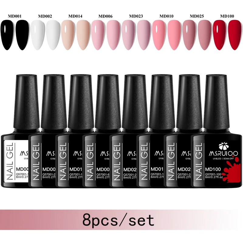 8 قطعة جيل للأظافر مجموعة طلاء الأظافر الأزرق الوردي مسمار الفن طويلة الأمد اللوحة UV LED هلام قاعدة معطف فوقي DIY بها بنفسك مانيكير مستلزمات الأظافر الورنيش #5