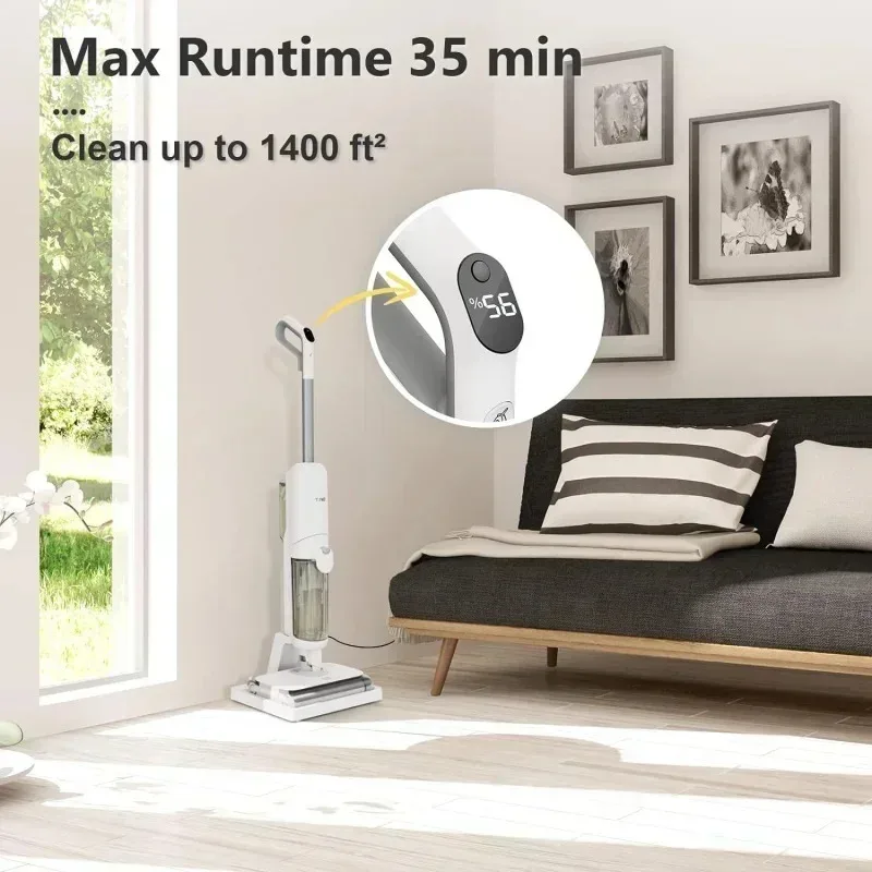 TGBFTAB T9 Pro Cordless Wet Dry Vacuum Cleaner,Smart Vacuum Mop Upgraded Dual Roller Brushe Head,Vacuum&Mop&Wash 3 in 1,Electric