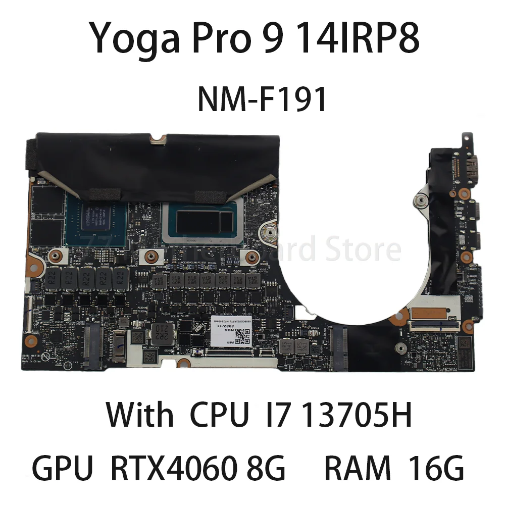 Laptop Motherboard For Lenovo Yoga Pro 9 14IRP8 NM-F191 With CPU I7-13705H RAM 16G RTX4060 8G 5B21L16281