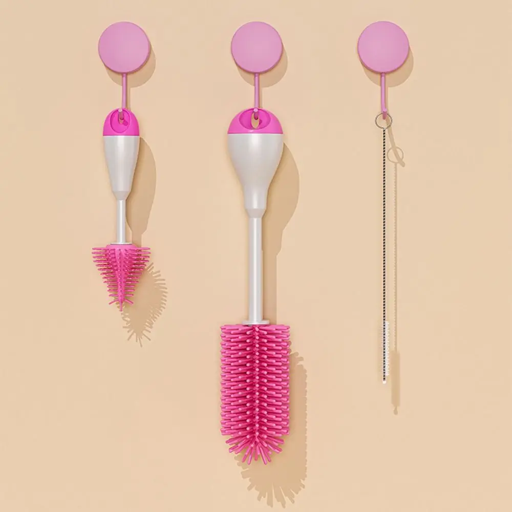 

360 Degree Rotation Baby Bottle Brush Set Long handle Hanging Hole 3 in 1 Pacifier Cleaning Kits Anti-slip All-Round