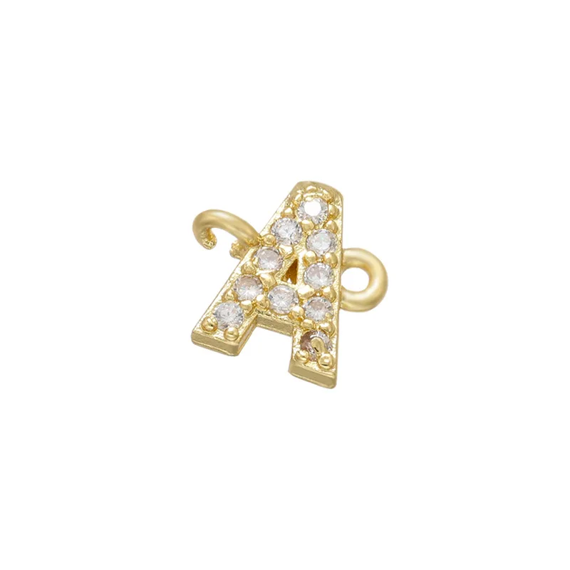 DIY Designer Bracele Jewelry Charm A-Z Initial Real Gold Plated CZ Zircon 26 Alphabet Letter Spacer Connector Charms