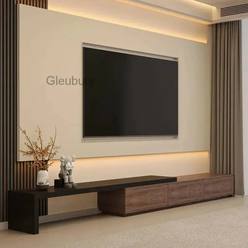 

Тумба под телевизор из дерева, выдвижная, для гостиной, простая комбинированная, черная, современная, винтажная, мебель для дома