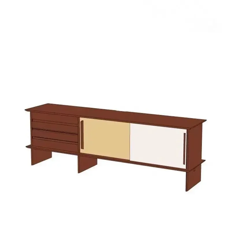

Retro style color matching solid wood Danish TV cabinet small apartment living room household with drawers storage locker