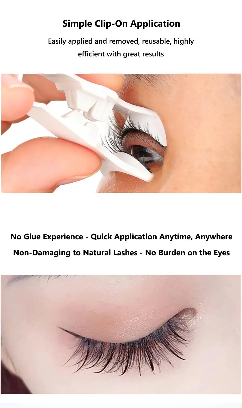 Pestañas magnéticas sin necesidad de pegamento con aplicador, Kit de pestañas magnéticas reutilizables de ojo de zorro, pestañas postizas magnéticas de aspecto Natural