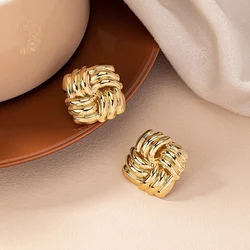1Pair Temperament Square Texture Personality Trend Fashion Women Stud Earrings Simple Party Gifts Jewelry Exquisite Accessories