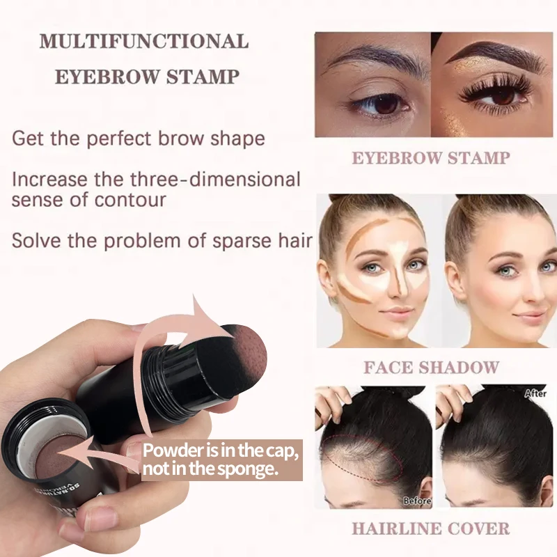 Hairline Powder Stick-Waterproof Eyebrow Powder Stick Unisex Concealear ShadingSponge Pen Filler Makeup for Gray Hair Root Cover