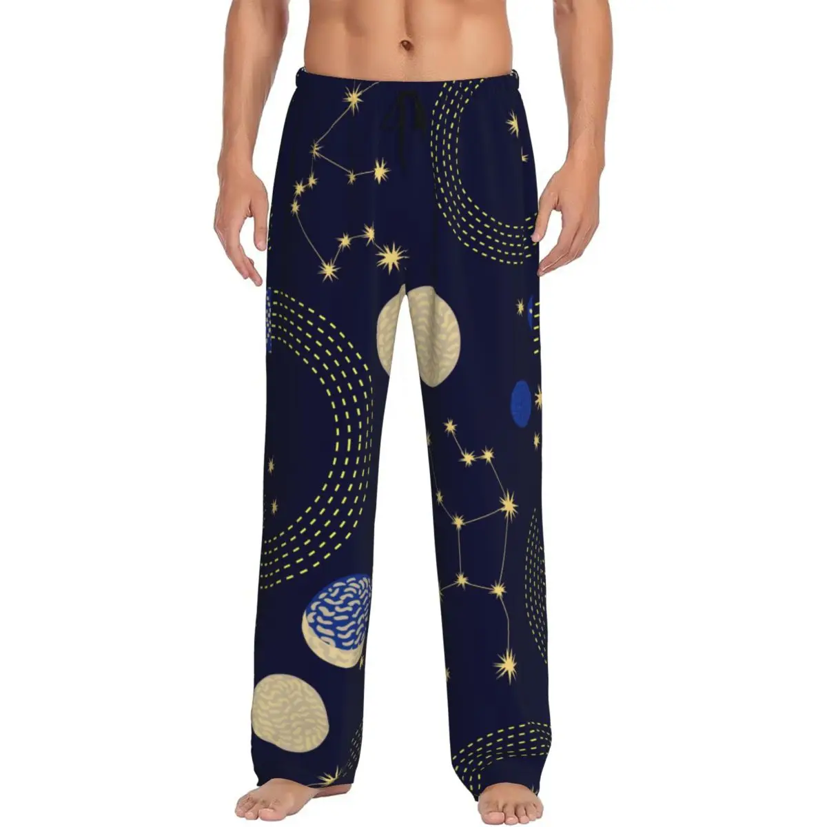 Zodiac Sky Constellations Crescent Moon  Circlres Men's Casual Pajama Sleeping Pants Lounge Loose Trousers Comfortable Nightwear