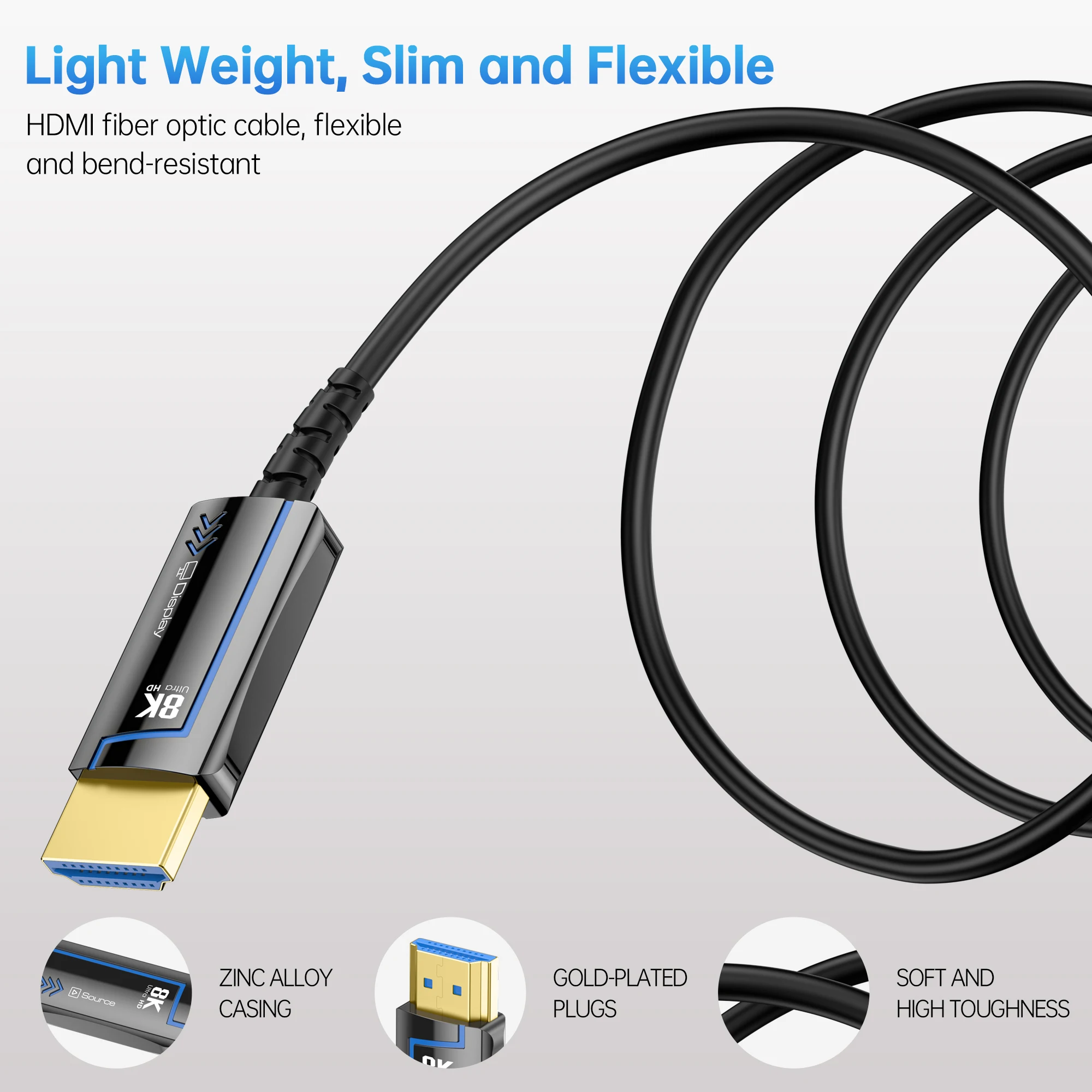 8K 60 هرتز HDMI 2.1 كابل الألياف الضوئية فائق السرعة 48Gbps 4K 120 هرتز HDR eARC 3D 2M 5M 10M 15M 20M 30M 50M لجهاز عرض التلفزيون