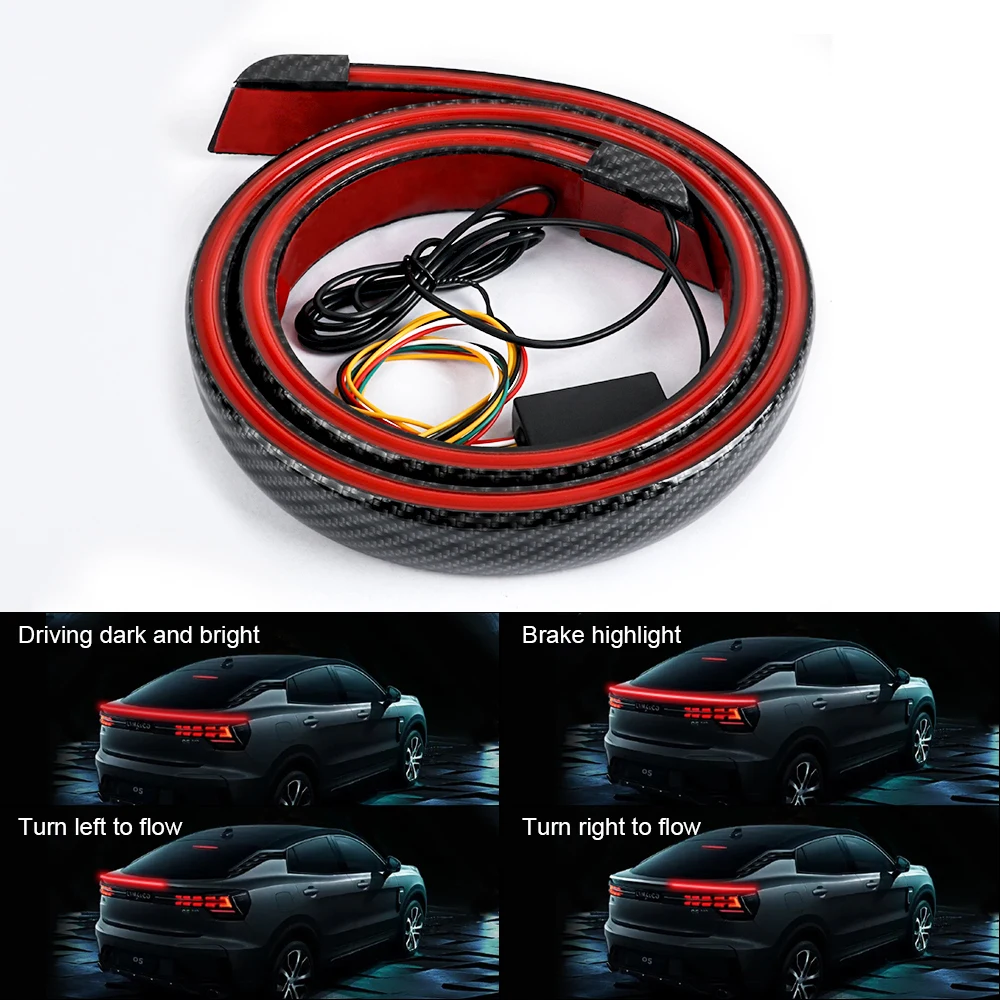 

1X 118CM Flexible Car Trunk Tail Brake Lights Rear Additional Stop Lamp Multiple Flow Strips BrakeTurn Signal Lamps 12VUniversal