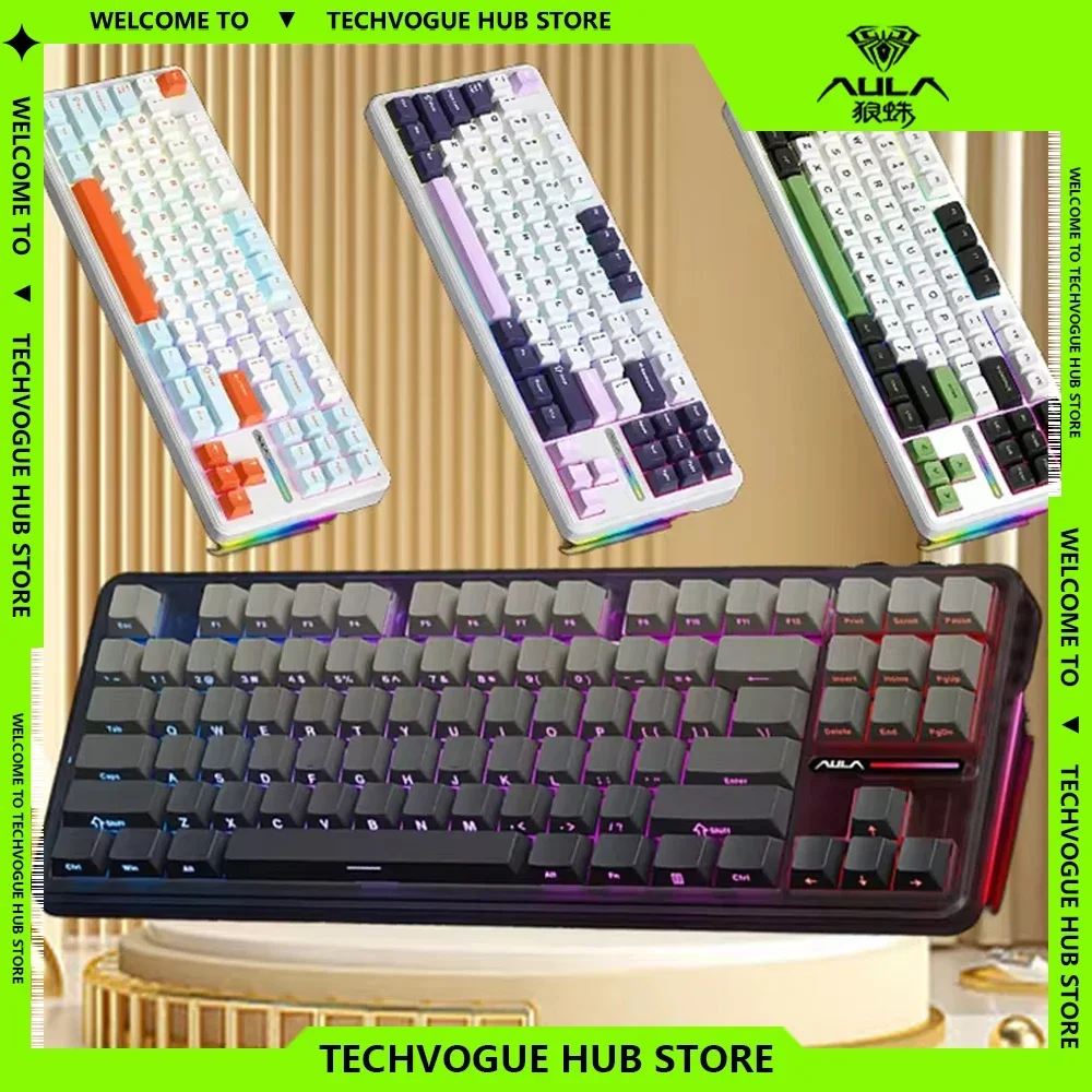 

AULA F87 Pro Wireless Mechanical Keyboard 2.4G Wired 3 Mode RGB Side Light Swap 87 Key Customized Gaming Keyboard Aula