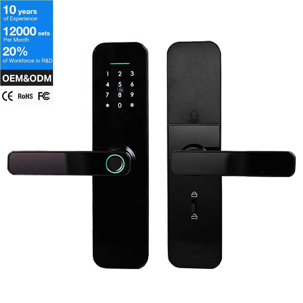 

Original Manufacture WIFI Tuya Ttlock APP Control Fingerprint Electronic Digital Touch Screen Keypad Smart Door Lock for Wooden