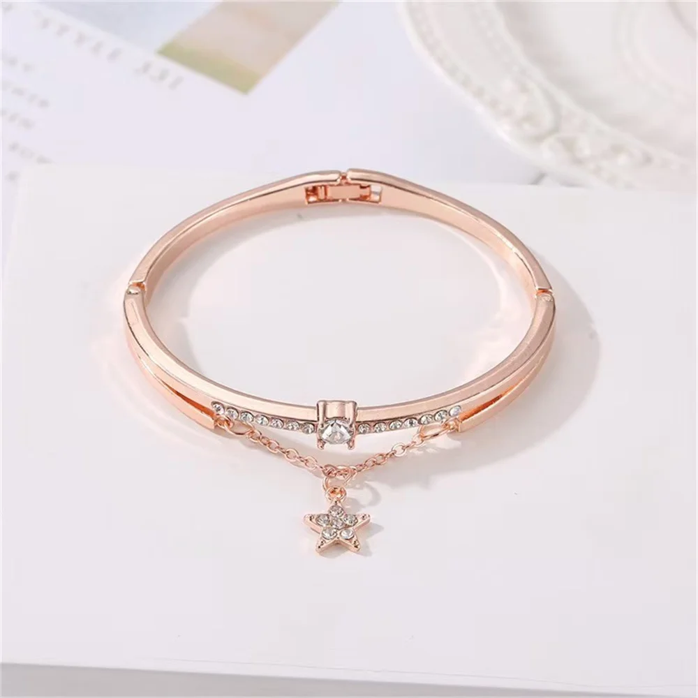 

Exquisite Tassel Chain CZ Pentagram Pendant Bracelet For Women Fashion Luxury Zircon Metal Bangles Woman Jewelry Accessories