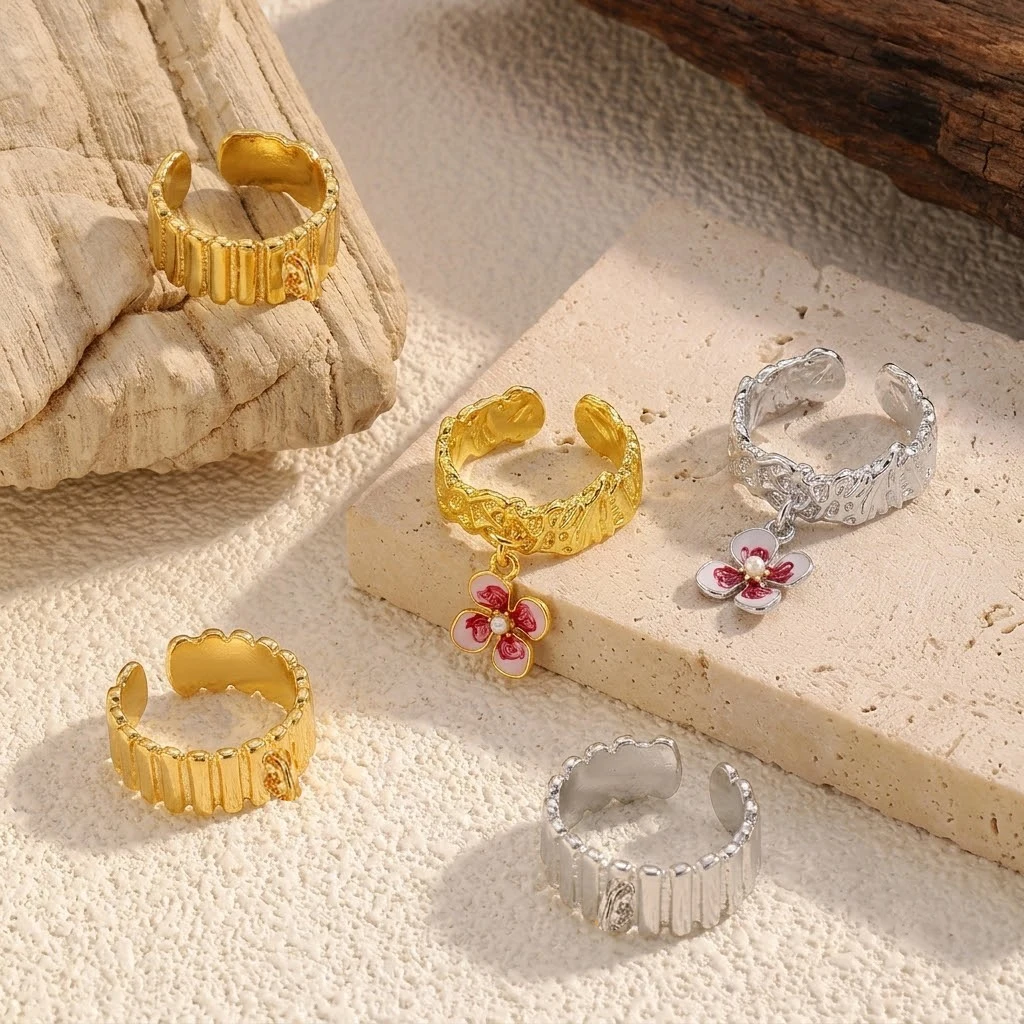 2 Stück/Set 18K Vergoldeter Unregelmäßiger Offener Splitring für Handgefertigte DIY-Ringe, Schmuckherstellung, Zubehör und Bastelbedarf – Detail 1