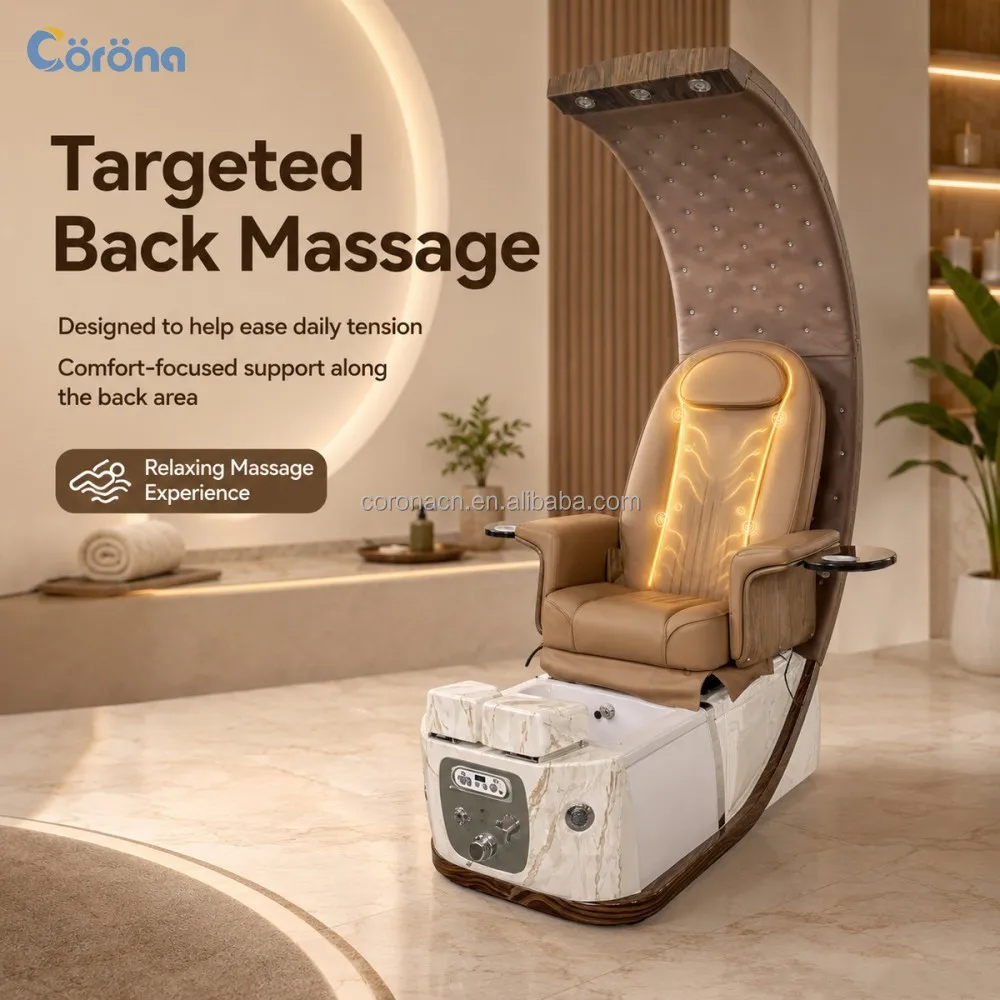 Anti-Acetone Leather Nail Salon Furniture Electric Luxury Pipeless Foot Spa Massage Pedicure Chair
