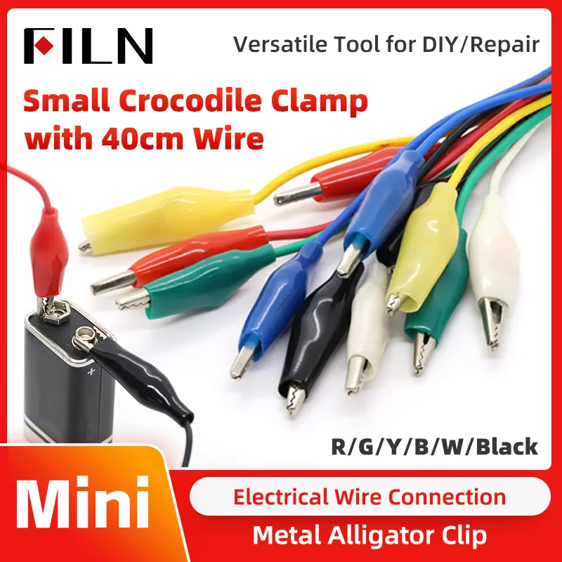 FILN Crocodile Clip Number Double-ended Crocodile Clips Cable Alligator Clips Wire Testing Wire Clip Line Length 40cm