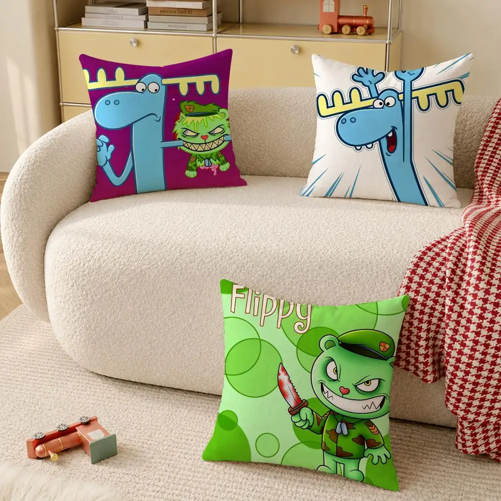 Cute cartoon art Happy T-Tree F-Friends Cushion Cover Pillow Cover Decorative Throw Couch Home Decor for Living Room Sofa