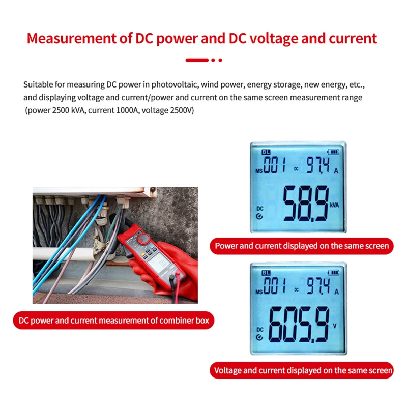 Imagem -04 - Uni T-digital Clamp Meter Alicates Amperímetro Multímetro Profissional Ip65 Bluetooth para Fotovoltaica Ut219pv 1500v 2500v 1000a