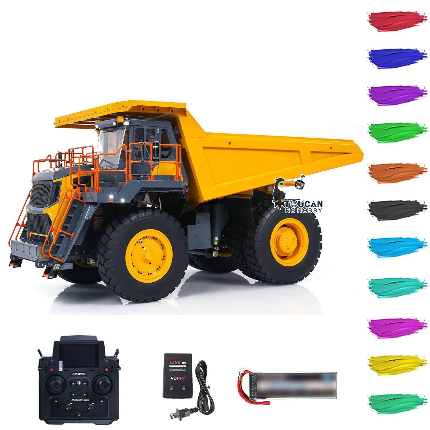 LESU 1/16 Metal RC Mining Truck Tramcar Hydraulic Dumper Truck R100E Assembled Painted Toucan Toys for Adults THZH1222-SMT8