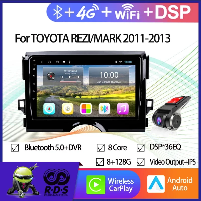 Автомобильная GPS-навигация Android для TOYOTA REZI/MARK 2011-2013, с Wi-Fi, 4G зеркальная резервная камера, поддержка USB-видеорегистратора