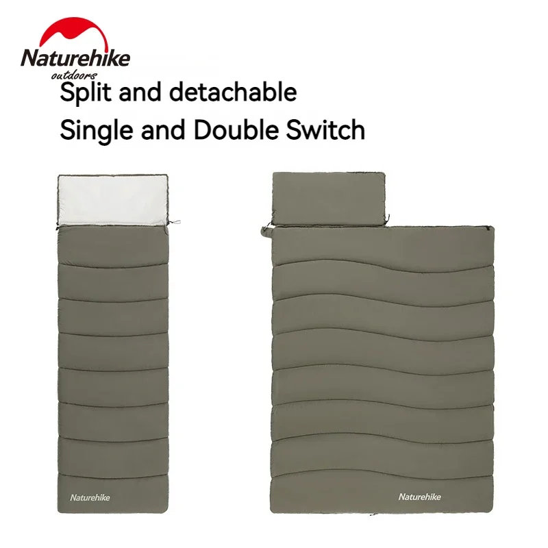 

Naturehike LD150/250/350 конверт для кемпинга, хлопковый спальный мешок, портативный уличный водонепроницаемый спальный мешок с капюшоном для взрослых, сращиваемый