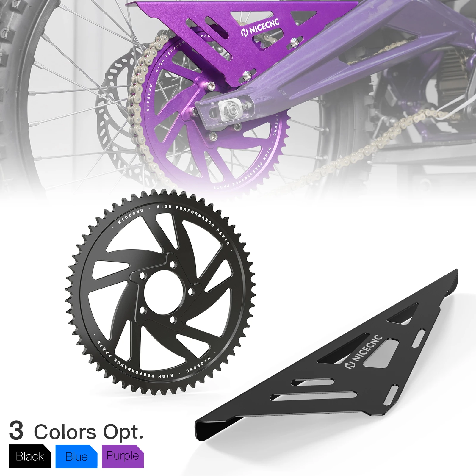 

For Surron Motocross 58T Rear Sprocket Chain Guard Protection For Sur-Ron Light Bee X S L1E Segway X160 X260 2024 2023 Aluminum