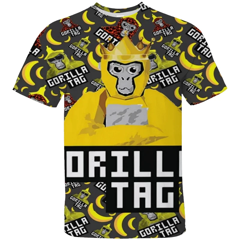 

Детская футболка с изображением гориллы, желтый обезьян, топы с графическим рисунком для мальчиков и девочек, футболка с короткими рукавами, детские модные футболки, одежда с забавными героями мультфильмов