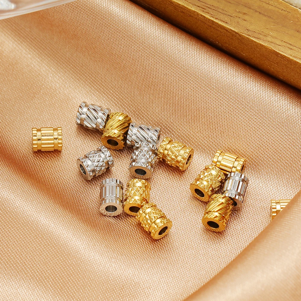 20pcs No Fade Stainless Steel Texture Hole Bead Loose Spacer Beads for DIY Handmade Bracelet Making Necklace Jewelry Supplies image 6