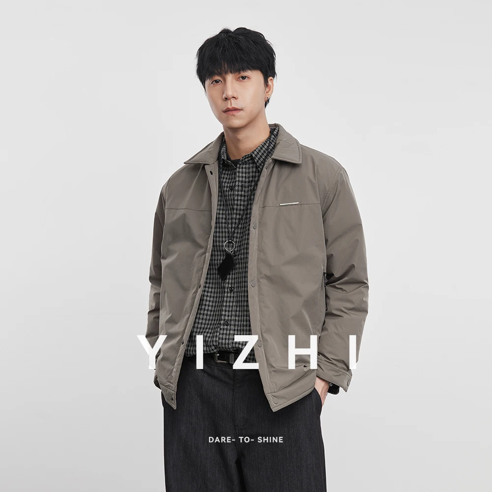 

Модная мужская светло-белая куртка на утином пуху, новинка зимы 2025 года, повседневная удобная куртка с лацканами, мужское пальто