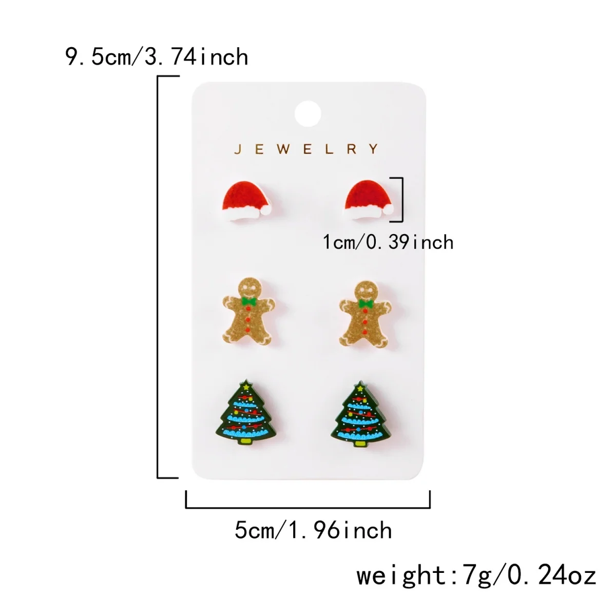 6 Paar/Set Kleine Niedliche Acryl-Weihnachtsbaum-Hirsch-Lebkuchen-Ohrstecker für Frauen Cartoon-Harz-Weihnachtsmütze-Elch-Ohrringe Schmuck – Detail 37