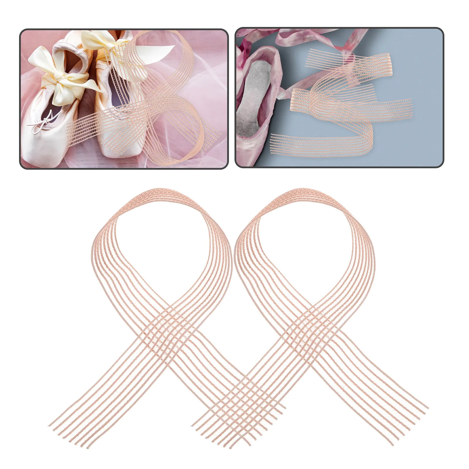 

2Pcs Ballet Pointe Shoes Elastic Bands Invisible Ribbon Ballet Shoe Accessories Stretch Band Fishnet Dance Footwear